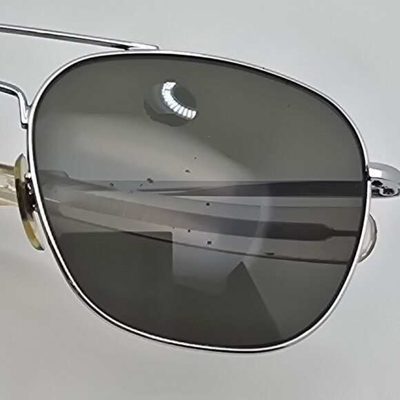American Optical AO Pilot Silver Frame Grey Glass Lens Aviator Sunglasses 57mm - Picture 10 of 16